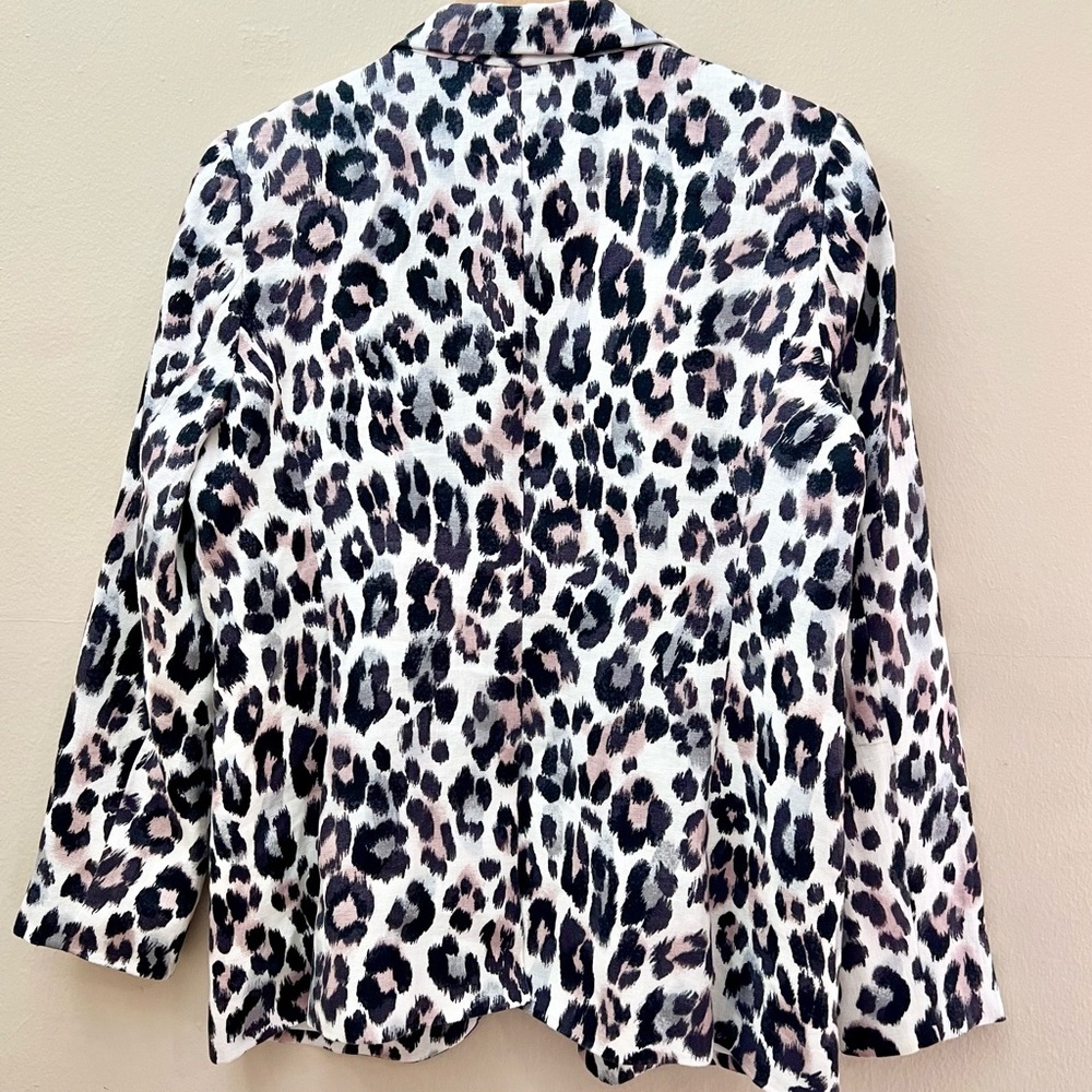 Joie Leopard Linen Blazer Jacket - Picture 4 of 9